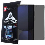 OEM Samsung Galaxy S25 Ultra 5G üvegfólia, tempered glass, előlapi, edzett, hajlított, fekete kerettel, betekintés védelemmel, Privacy