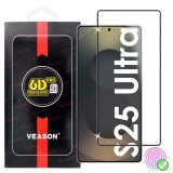 OEM Samsung Galaxy S25 Ultra 5G üvegfólia, tempered glass, előlapi, edzett, hajlított, fekete kerettel, Veason 6D Pro ujjlenyomat-olvasó kompatibilis