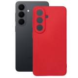 OEM Samsung Galaxy S26 5G szilikon tok, hátlaptok, telefon tok, velúr belsővel, matt, piros, Silicon
