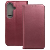 OEM Samsung Galaxy S26 Plus 5G könyvtok, fliptok, telefon tok, mágneszáras, bankkártyatartós, bordó, Smart Magnetic