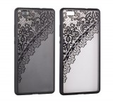 OEM Samsung Galaxy S7 hátlaptok, telefon tok, kemény, csipke mintás, fekete
