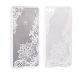 OEM Samsung Galaxy S8 Plus hátlaptok, telefon tok, kemény, virág mintás, fehér