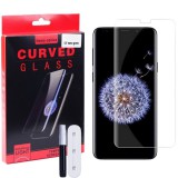 OEM Samsung Galaxy S9 Plus üvegfólia, tempered glass, előlapi, UV, edzett, hajlított