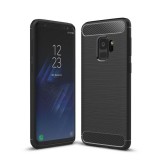 OEM Samsung Galaxy S9 szilikon tok, hátlaptok, telefon tok, karbon mintás, fekete, Simple Carbon