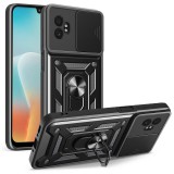 OEM Samsung Galaxy Xcover7 Pro 5G hátlap tok, telefon tok, kitámasztható, mágneses, ütésálló, fekete, Defender Slide