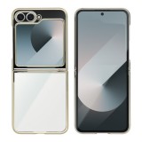 OEM Samsung Galaxy Z Flip6 5G hátlap tok, telefon tok, kemény, átlátszó, arany kerettel, Focus