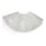 OEM Tüll szoknya Tütü fehér színes glitterrel ~30 cm