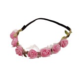 OEM Virágos hajdísz - rózsaszín habszivacs rózsák gumis hajpánt