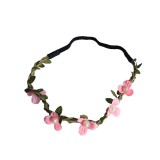 OEM Virágos hajdísz - Világos rózsaszín apróvirágos gumis hajpánt