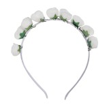 OEM Virágos hajpánt -Fehér habszivacs rózsás hajráf