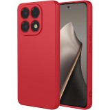 OEM Xiaomi 15T 5G szilikon tok, hátlaptok, telefon tok, velúr belsővel, matt, piros, Silicon