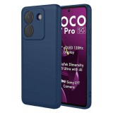OEM Xiaomi Poco M7 Pro 5G szilikon tok, hátlaptok, telefon tok, velúr belsővel, matt, stétkék, Silicon