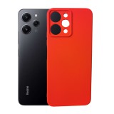 OEM Xiaomi Redmi 12 4G szilikon tok, hátlaptok, telefon tok, velúr belsővel, matt, piros, Silicon