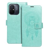 OEM Xiaomi Redmi 12C könyvtok, fliptok, telefon tok, mágneszáras, bankkártyatartós, álomfogó mintás, zöld, Forcell Mezzo