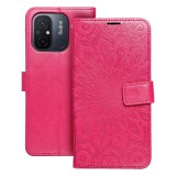 OEM Xiaomi Redmi 12C könyvtok, fliptok, telefon tok, mágneszáras, bankkártyatartós, mandala mintás, magenta, Forcell Mezzo