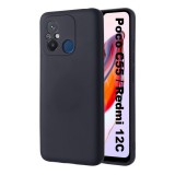 OEM Xiaomi Redmi 12C szilikon tok, hátlaptok, telefon tok, velúr belsővel, matt, fekete, Silicon