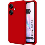 OEM Xiaomi Redmi 13C 5G szilikon tok, hátlaptok, telefon tok, velúr belsővel, matt, piros, Silicon