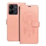OEM Xiaomi Redmi 13C / Poco C65 könyvtok, fliptok, telefon tok, mágneszáras, bankkártyatartós, álomfogó mintás, barack színű, Forcell Mezzo