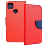OEM Xiaomi Redmi 9C könyvtok, fliptok, telefon tok, bankkártyatartós, mágneszáras, piros-sötétkék, Fancy