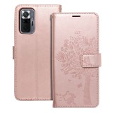 OEM Xiaomi Redmi Note 10 Pro könyvtok, fliptok, telefon tok, mágneszáras, bankkártyatartós, fa mintás, rose gold Forcell Mezzo