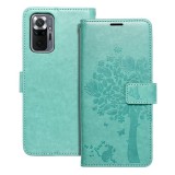 OEM Xiaomi Redmi Note 10 Pro könyvtok, fliptok, telefon tok, mágneszáras, bankkártyatartós, fa mintás, zöld, Forcell Mezzo