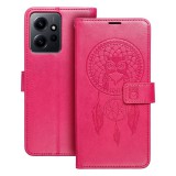 OEM Xiaomi Redmi Note 12 4G könyvtok, fliptok, telefon tok, mágneszáras, bankkártyatartós, álomfogó mintás, magenta, Forcell Mezzo