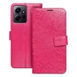 OEM Xiaomi Redmi Note 12 4G könyvtok, fliptok, telefon tok, mágneszáras, bankkártyatartós, mandala mintás, magenta, Forcell Mezzo