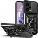 OEM Xiaomi Redmi Note 12 Pro Plus ( Pro+) 5G hátlap tok, telefon tok, kitámasztható, mágneses, ütésálló, fekete, Defender Slide