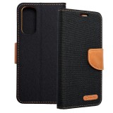 OEM Xiaomi Redmi Note 12s 4G könyvtok, fliptok, telefon tok, mágneszáras, bankkártya tartós, fekete, Canvas