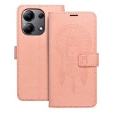 OEM Xiaomi Redmi Note 13 4G könyvtok, fliptok, telefon tok, mágneszáras, bankkártyatartós, álomfogó mintás, barack színű, Forcell Mezzo