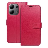 OEM Xiaomi Redmi Note 13 4G könyvtok, fliptok, telefon tok, mágneszáras, bankkártyatartós, mandala mintás, magenta, Forcell Mezzo
