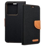 OEM Xiaomi Redmi Note 13 5G könyvtok, fliptok, telefon tok, mágneszáras, bankkártya tartós, fekete, Canvas