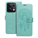 OEM Xiaomi Redmi Note 13 5G könyvtok, fliptok, telefon tok, mágneszáras, bankkártyatartós, álomfogó mintás, zöld, Forcell Mezzo
