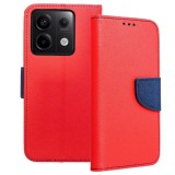 OEM Xiaomi Redmi Note 13 Pro 5G / Poco X6 5G könyvtok, fliptok, telefon tok, mágneszáras, bankkártyatartós, piros-sötétkék, Fancy