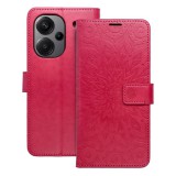OEM Xiaomi Redmi Note 13 Pro Plus 5G könyvtok, fliptok, telefon tok, mágneszáras, bankkártyatartós, mandala mintás, magenta, Forcell Mezzo