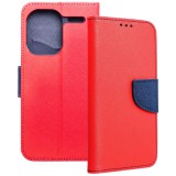 OEM Xiaomi Redmi Note 13 Pro Plus 5G könyvtok, fliptok, telefon tok, mágneszáras, bankkártyatartós, piros-sötétkék, Fancy