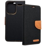 OEM Xiaomi Redmi Note 13 Pro Plus ( Pro+) 5G könyvtok, fliptok, telefon tok, mágneszáras, bankkártya tartós, fekete, Canvas