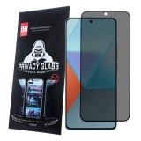 OEM Xiaomi Redmi Note 14 4G / 5G üvegfólia, tempered glass, előlapi, edzett, hajlított, fekete kerettel, betekintés védelemmel, Privacy