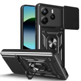 OEM Xiaomi Redmi Note 14 4G hátlap tok, telefon tok, kitámasztható, mágneses, ütésálló, fekete, Defender Slide