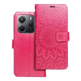 OEM Xiaomi Redmi Note 14 4G könyvtok, fliptok, telefon tok, mágneszáras, bankkártyatartós, mandala mintás, magenta, Forcell Mezzo