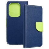 OEM Xiaomi Redmi Note 14 5G könyvtok, fliptok, telefon tok, bankkártyatartós, mágneszáras, sötétkék-zöld, Fancy