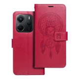 OEM Xiaomi Redmi Note 14 5G könyvtok, fliptok, telefon tok, mágneszáras, bankkártyatartós, álomfogó mintás, magenta, Forcell Mezzo