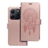 OEM Xiaomi Redmi Note 14 5G könyvtok, fliptok, telefon tok, mágneszáras, bankkártyatartós, álomfogó mintás, rose gold, Forcell Mezzo