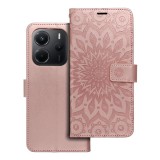 OEM Xiaomi Redmi Note 14 5G könyvtok, fliptok, telefon tok, mágneszáras, bankkártyatartós, mandala mintás, rose gold, Forcell Mezzo