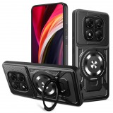 OEM Xiaomi Redmi Note 14 Pro 5G Defender Armor Mag tok – mágneses, MagSafe kompatibilis, kitámasztható, ütésálló, fekete
