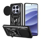 OEM Xiaomi Redmi Note 14 Pro 5G hátlap tok, telefon tok, kitámasztható, mágneses, ütésálló, fekete, Defender Slide