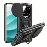 OEM Xiaomi Redmi Note 14 Pro Plus 5G hátlap tok, telefon tok, kitámasztható, mágneses, ütésálló, fekete, Defender Slide