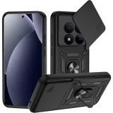 OEM Xiaomi Redmi Note 15 Pro 5G hátlap tok, telefon tok, kitámasztható, mágneses, ütésálló, fekete, Defender Slide