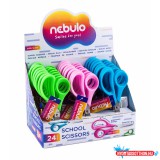 Olló 14cm, kerekített heggyel, ergonomikus, iskolai, Nebulo