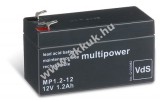 Ólom akku 12V 1,2Ah (Multipower) típus MP1,2-12 - VDS-minősítéssel (helyettesíti: 12V 1,3Ah)